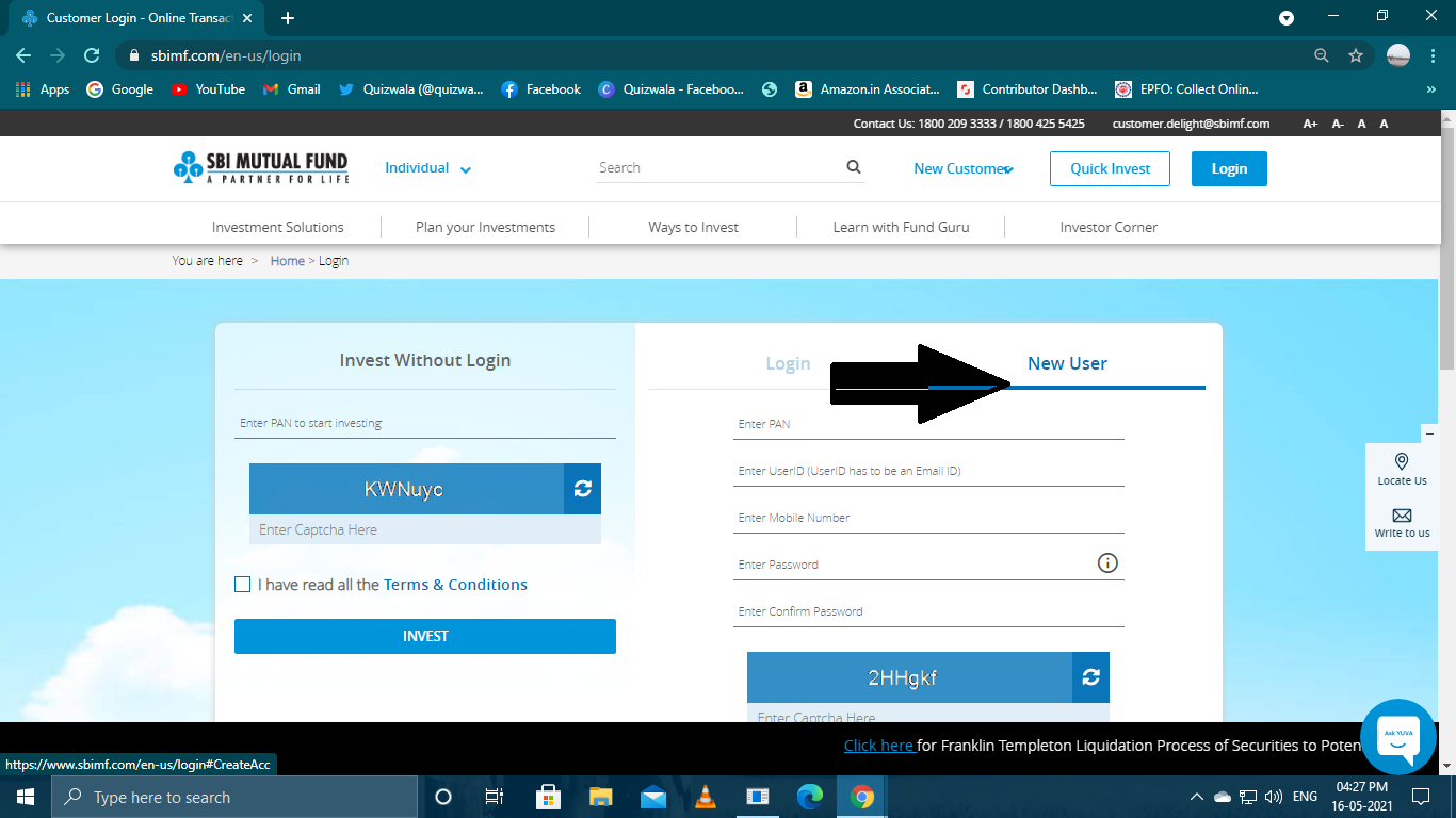 How To Create New User In Sbi Mutual Fund By Website M F Desk